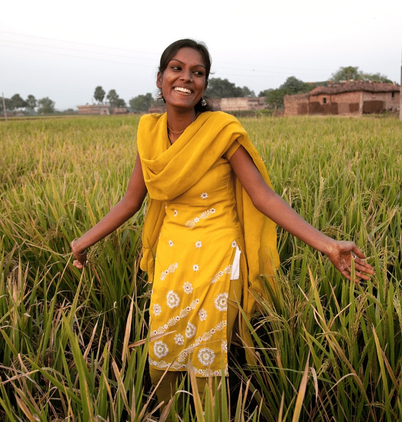 A young girl smiling