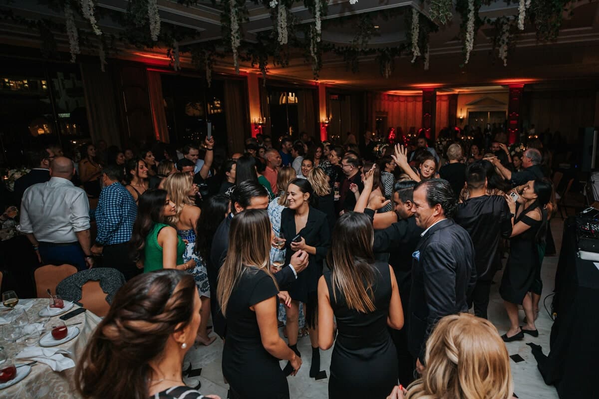 Crowded dance floor at an Amour evening party